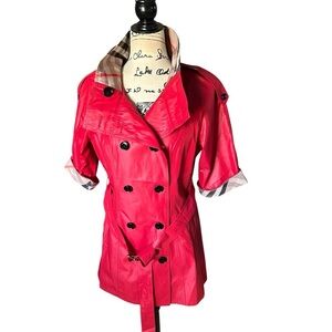 NWT BUDUTURRY Red Polyester Short Sleeve Raincoat Sz Lrg